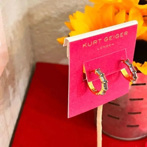 NWT Kurt Geiger London Blue Crystal  Huggie Earrings #KGER - Picture 8 of 8